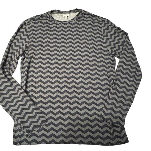 Armani Chevron Pattern Long Sleeve Shirt Men Large - Gray F F - Picture 1 of 6